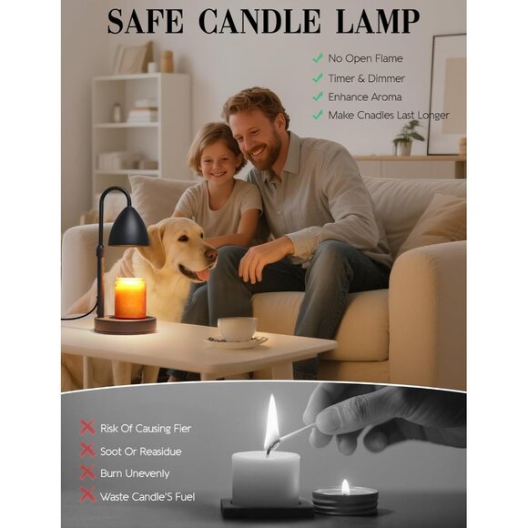 Candle Warmer Lamp with Timer Dimmable, Lamp Candle Warmer Birthday Gifts for Wo - Picture 6 of 8